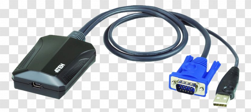 Portable Laptop USB Console Crash Cart Adapter CV211 KVM Switches ATEN International - Electronic Device Transparent PNG