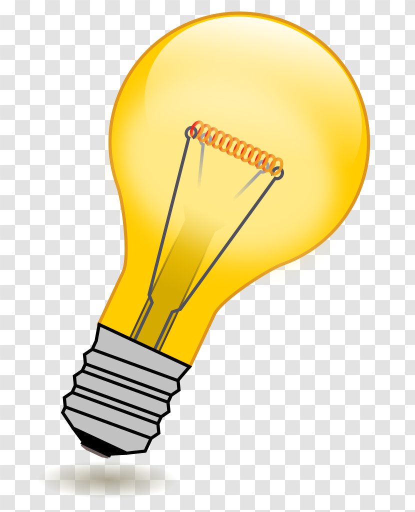 Incandescent Light Bulb Electric Current Clip Art - Yellow - Lightbulb Icon Transparent PNG