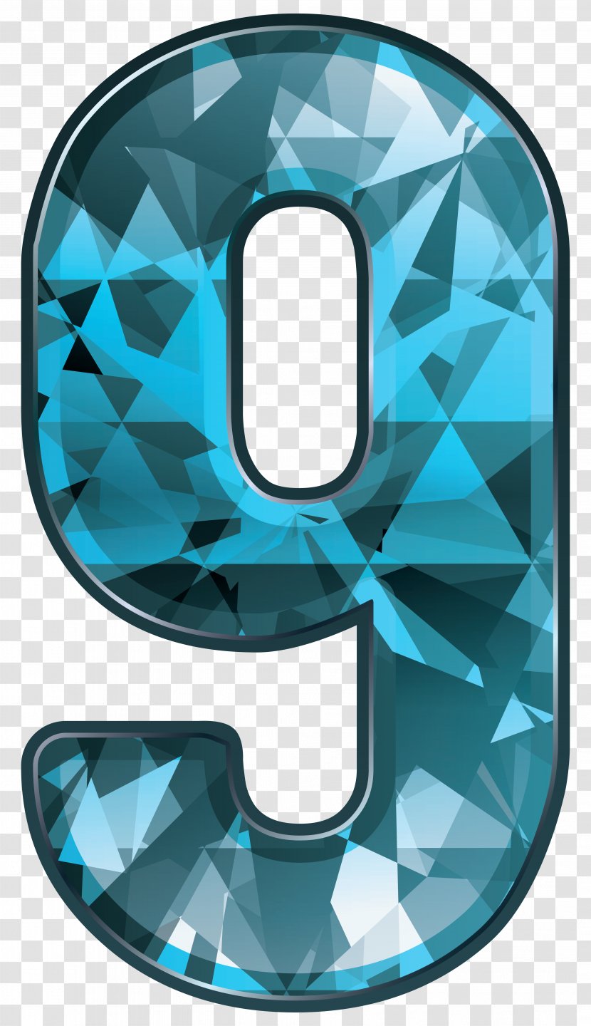 Number Clip Art - Printing - Blue Crystal Nine Clipart Image Transparent PNG