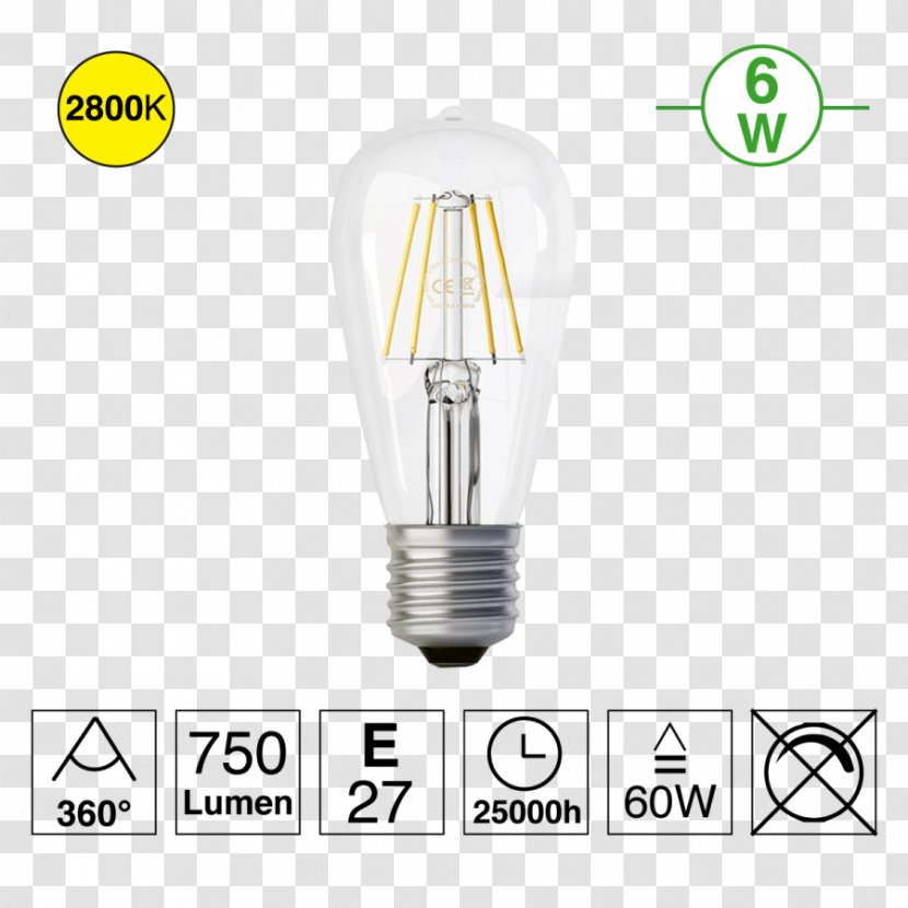 Lighting Incandescent Light Bulb LED Filament Edison Screw - Dimmer Transparent PNG