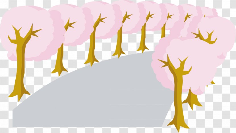 Cartoon Family Illustration - Flower - Japanese Cherry Blossoms Transparent PNG