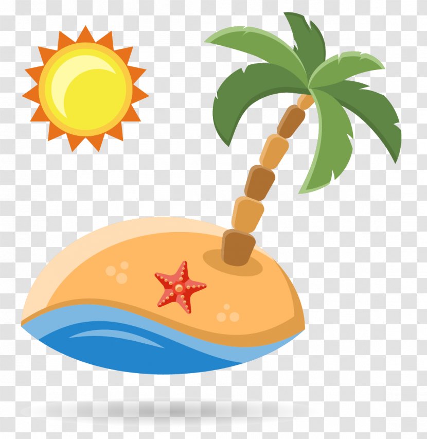 Beach Vacation Illustration - Airplane - Coconut Tree Sun Transparent PNG
