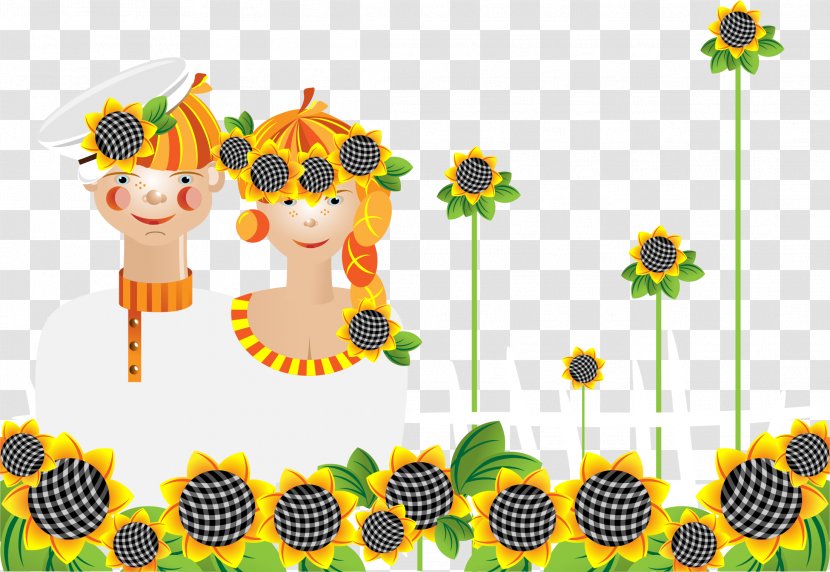 Common Sunflower Silhouette Illustration - Daisy Family - Vector Painted Sunflowers Couple Transparent PNG