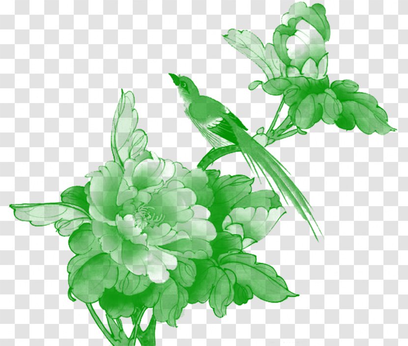China Chinese Painting Bird-and-flower - Green Flowers Transparent PNG