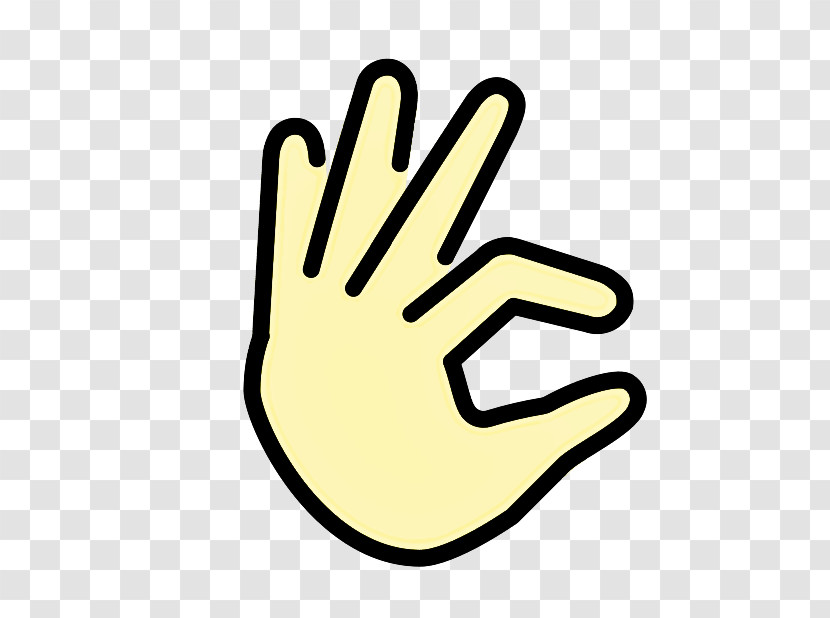 Finger Hand Yellow Line Thumb Transparent PNG