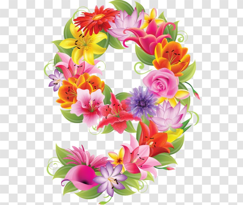 Clip Art Floral Design Number Flower - Numerical Digit Transparent PNG