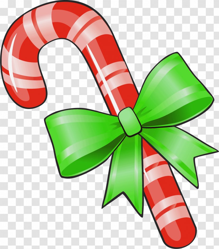 Candy Cane Lollipop Clip Art - Holiday - Transparent Christmas With Green Bow Clipart Transparent PNG