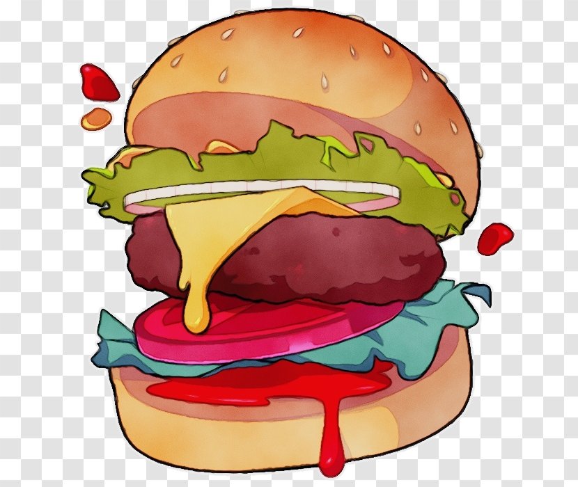Hamburger - Watercolor - Whopper Veggie Burger Transparent PNG