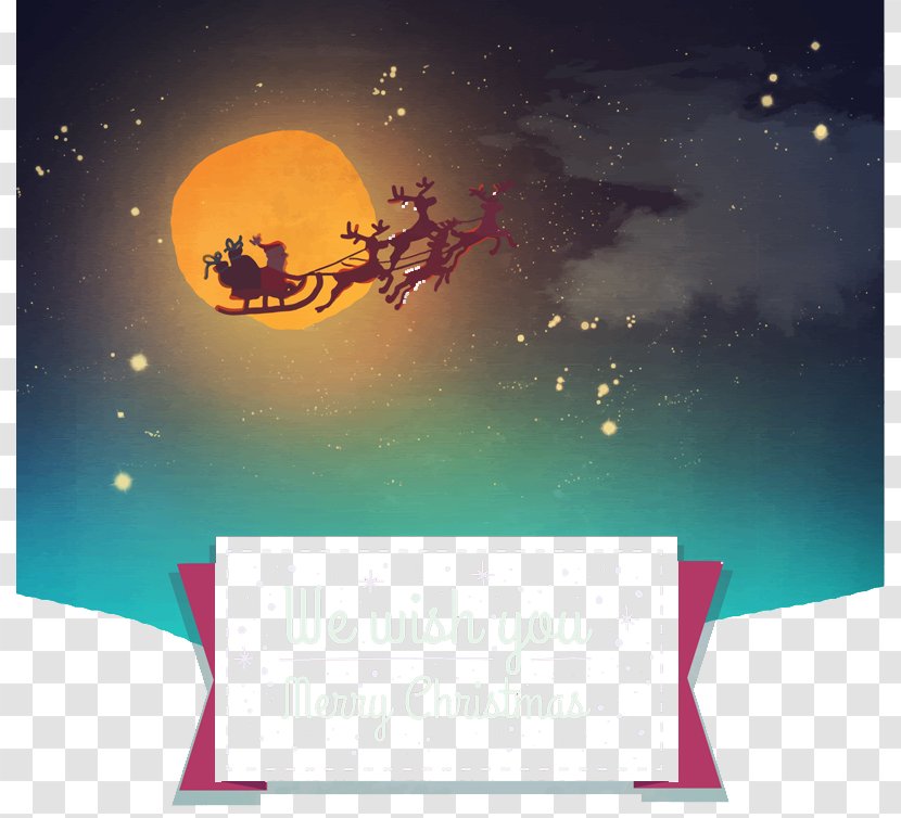 Christmas Sled Greeting Card Vector Material - Santa Claus - Art Transparent PNG