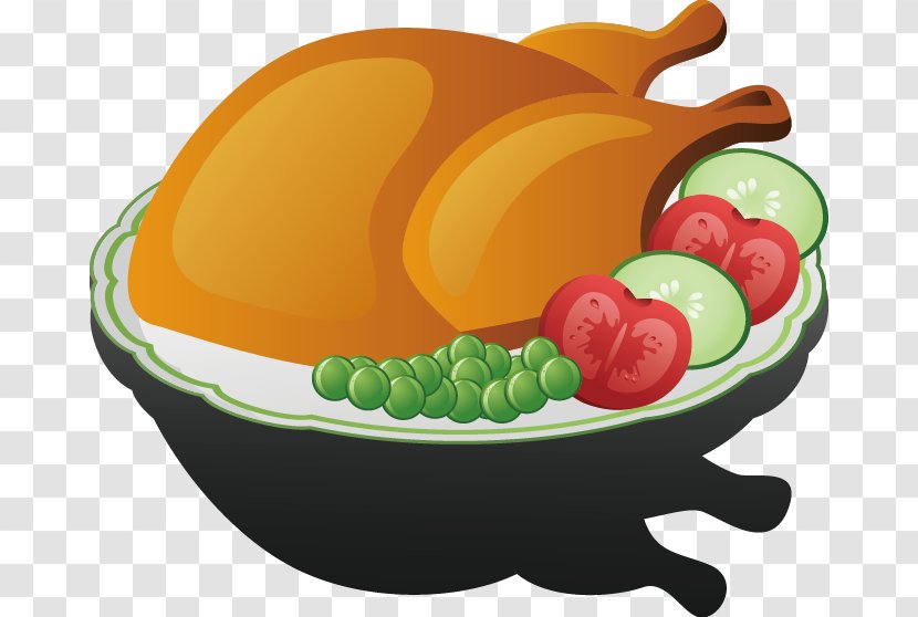 Roast Chicken Fried Barbecue - Tableware Transparent PNG