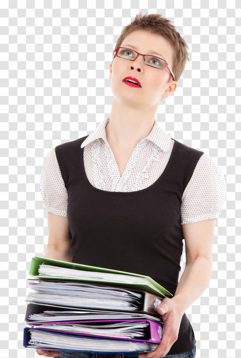 Business Lead Management Generation Service - Tree - Female Office Worker Carrying A Stack Of Files Transparent PNG