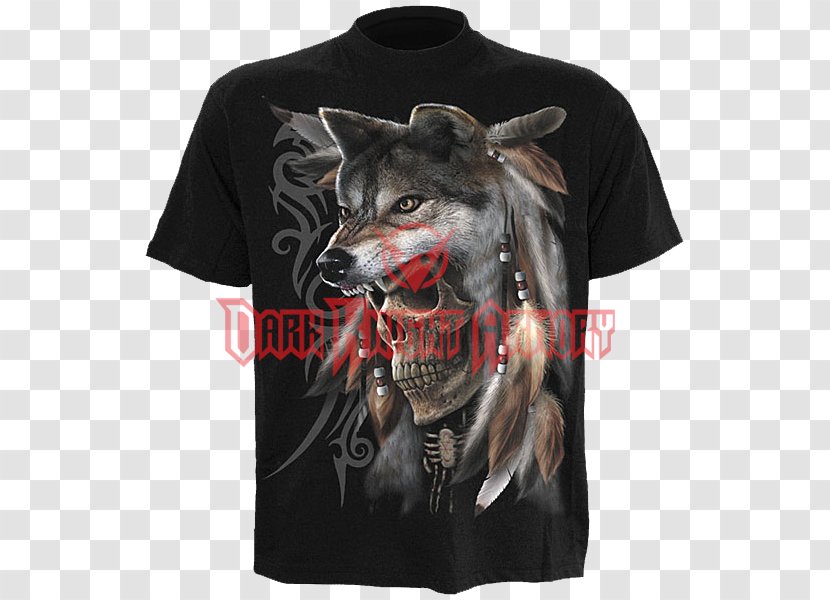 Indian Wolf Skull T-shirt Indigenous Peoples Of The Americas Black - T Shirt - Spirit Transparent PNG