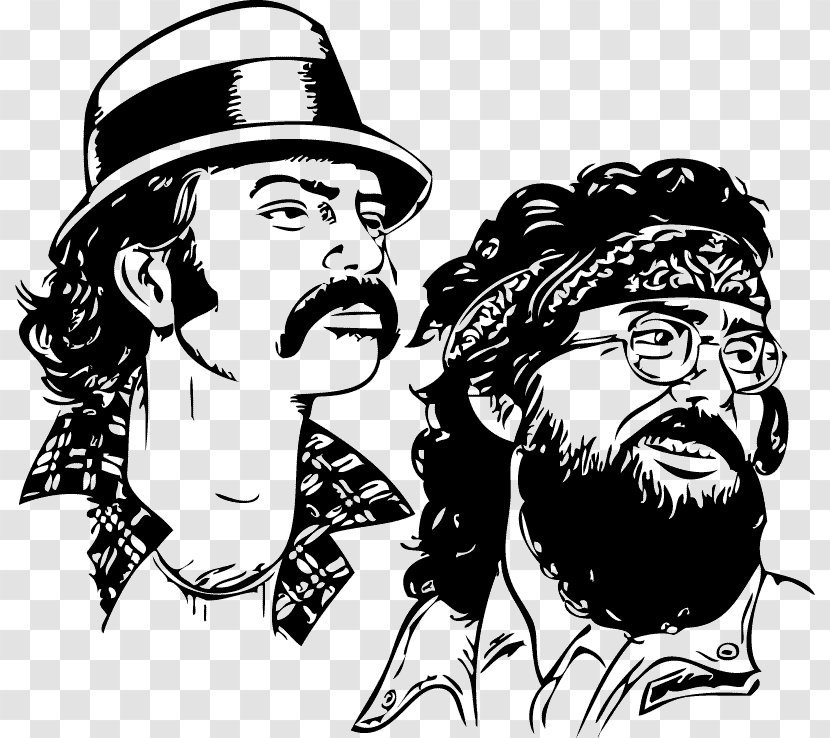 Cheech & Chong Drawing Art Film Producer - Moustache - Monochrome Transparent PNG