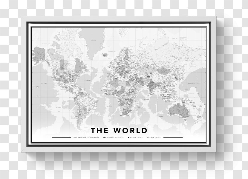 World Map Canvas Black And White Transparent PNG