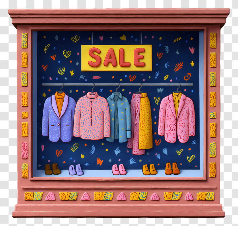 Store Window - Colorful Clothing Sale Display Transparent PNG