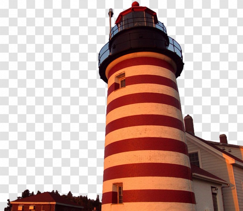 West Quoddy Head Light Lighthouse - Beacon - Sunset Transparent PNG