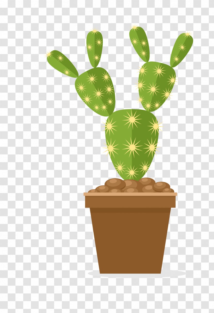 Prickly Pear Cactaceae Flowerpot Nopal - Seed Plant - Cartoon Cactus Transparent PNG