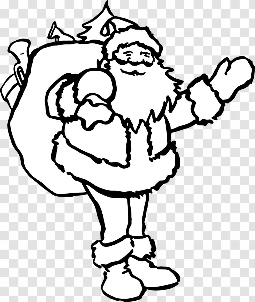 Santa Claus Christmas Rudolph Drawing Clip Art - Silhouette - Colouring Transparent PNG
