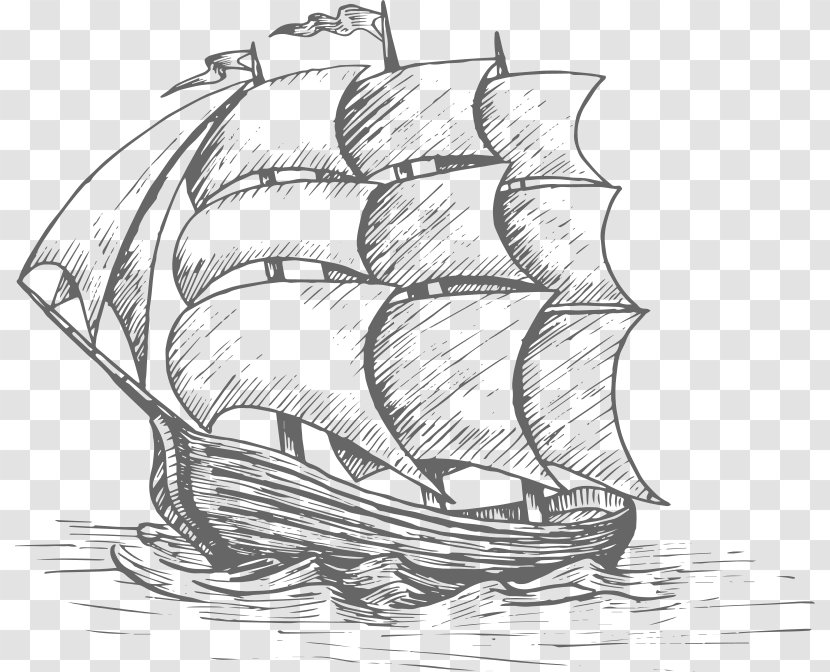 Ship Cartoon - Sail - Galiot Barque Transparent PNG