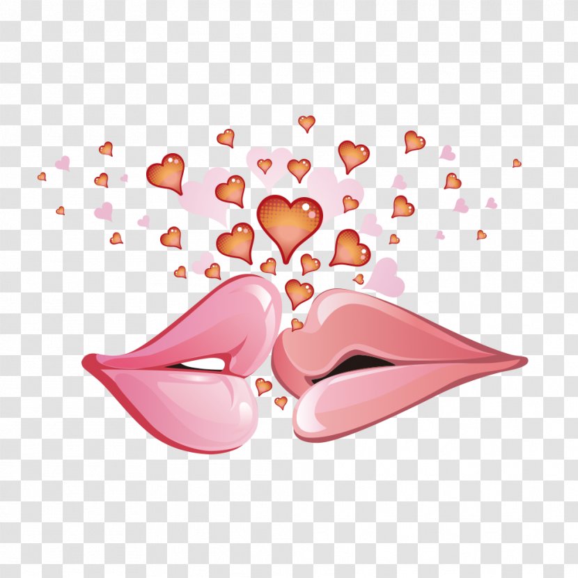Valentines Day February 14 Love Heart Wallpaper - Kiss Of Lovers Transparent PNG
