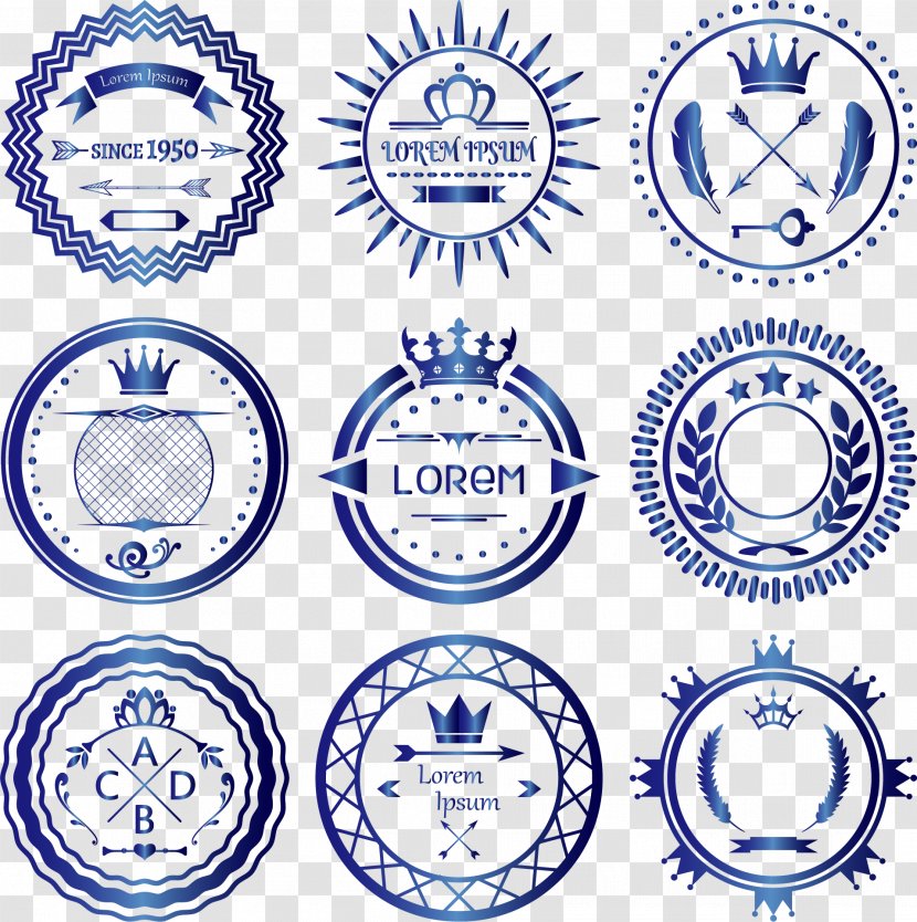 Euclidean Vector Circle Retro Style - Clip Art - Sapphire Blue Gradient Badge Transparent PNG
