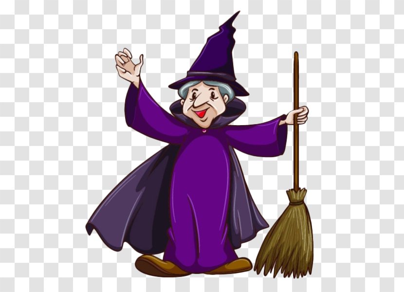 Witch & Wizard Magician Witchcraft Clip Art - Fictional Character - The Old With Magic Broom In Cartoon Transparent PNG