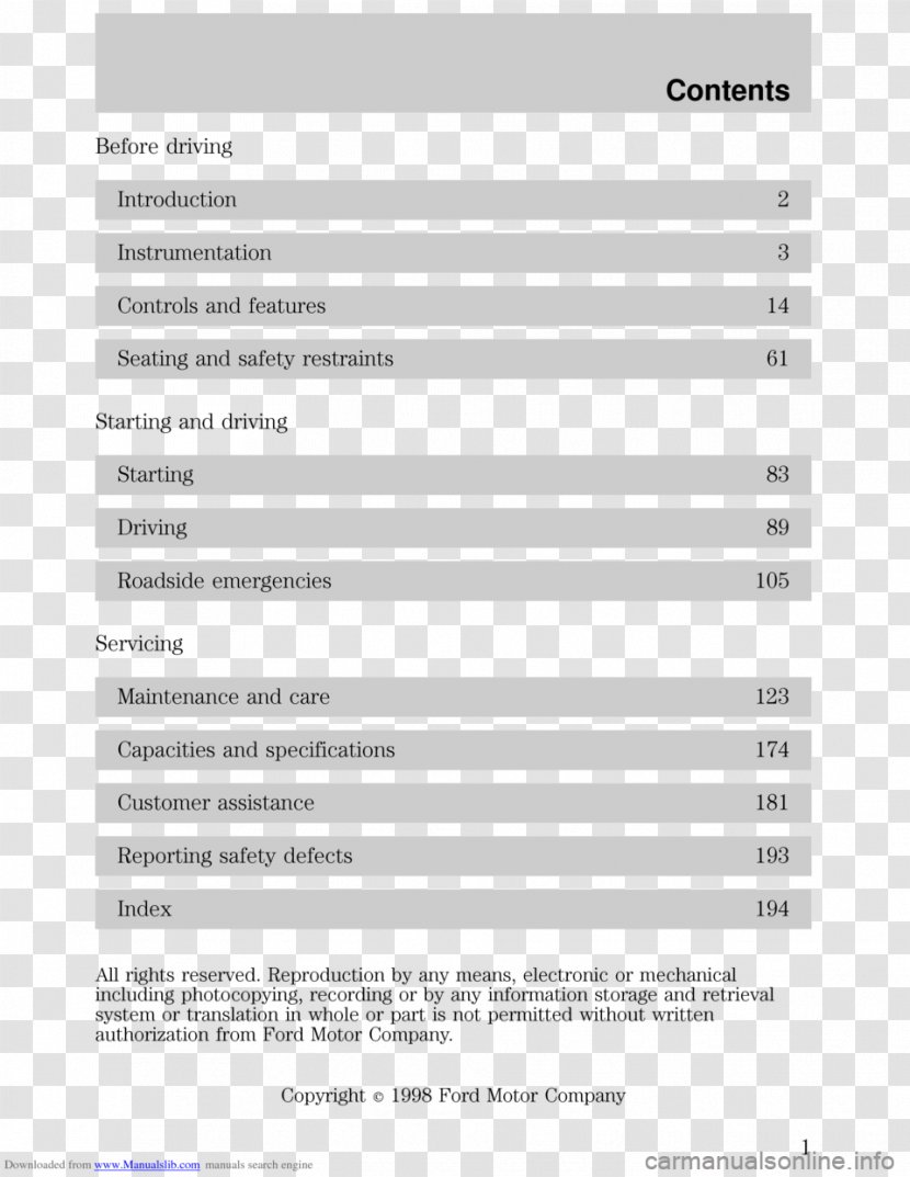 1998 Ford Escort Motor Company 1999 Expedition - Document Transparent PNG