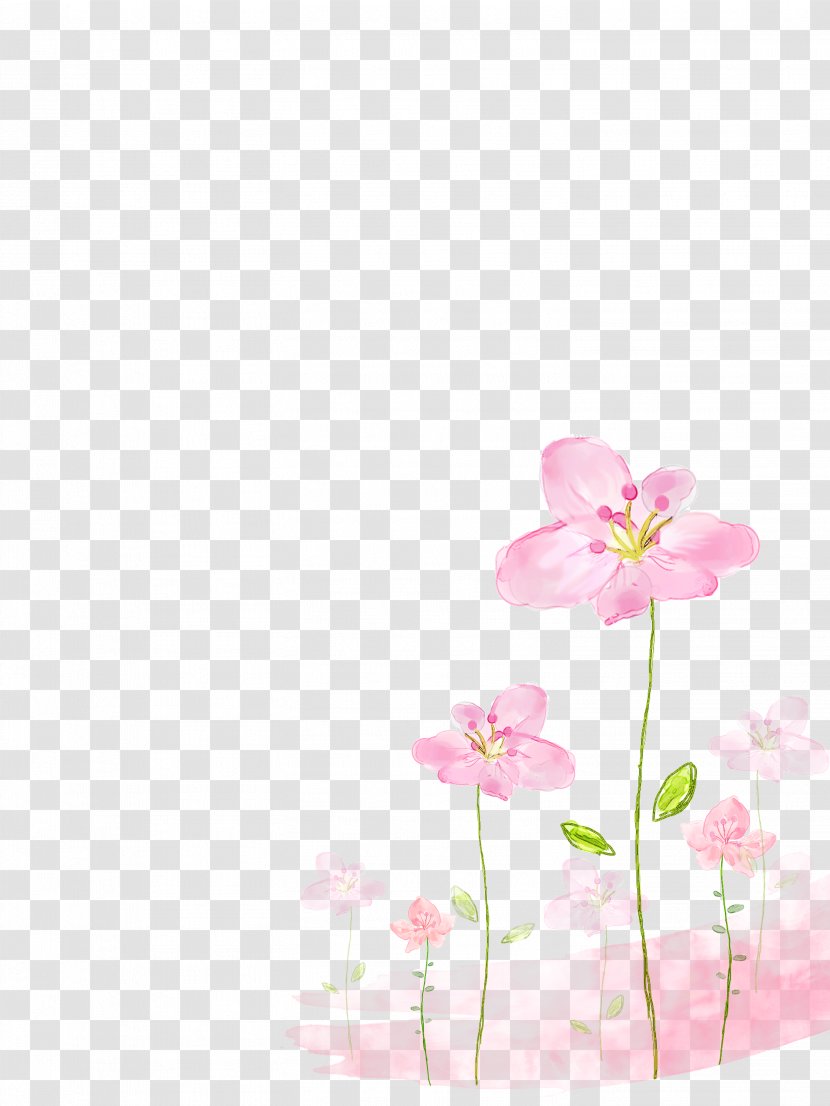 Watercolor Painting Flower - Flowering Plant - Pink Flowers Background Transparent PNG