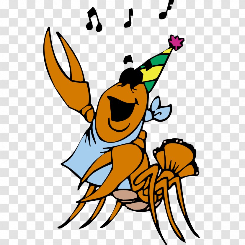 Crayfish Cartoon Clip Art - Watercolor - Happy Singing Lobster Transparent PNG