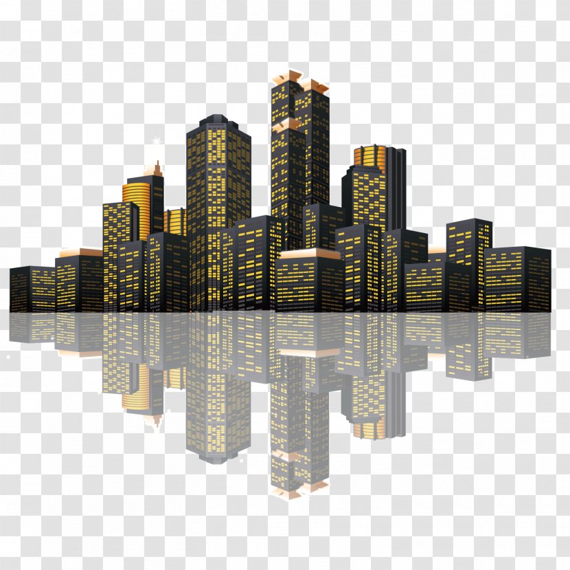 Euclidean Vector Building Icon - Nightscape - Late Night Architectural Complex Landscape City Reflection Transparent PNG