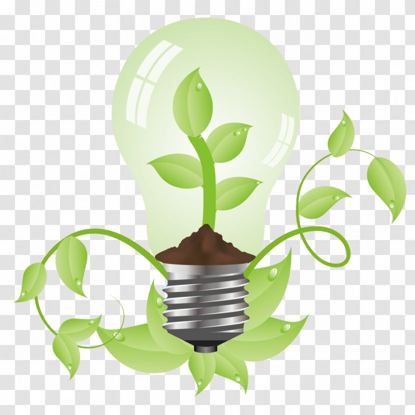 Environmental Protection Low-carbon Economy Energy Conservation Incandescent Light Bulb - Green Transparent PNG