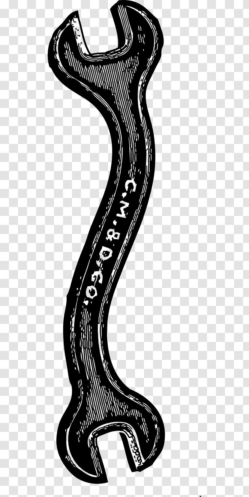 Spanners Tool Pipe Wrench Clip Art - Monochrome - Adjustable Spanner Transparent PNG
