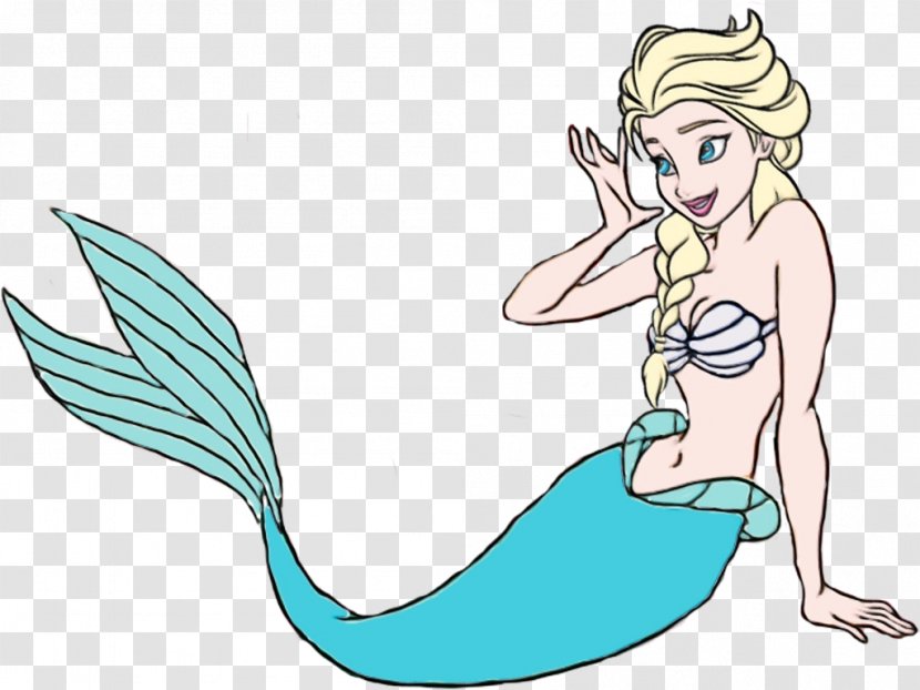 Mermaid Fictional Character Cartoon Mythical Creature Clip Art - Watercolor - Line Transparent PNG