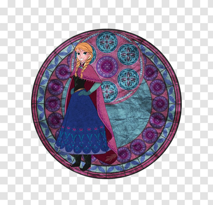 Elsa Anna Olaf Kingdom Hearts III Stained Glass - Magenta Transparent PNG