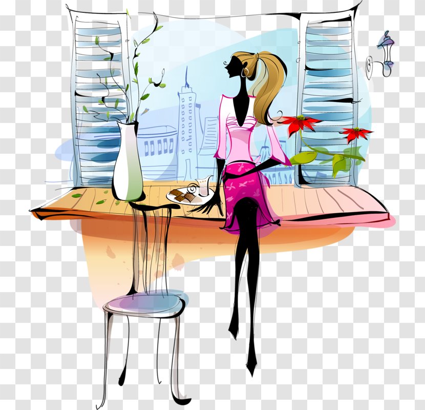 Drawing Painting Woman - Table Transparent PNG