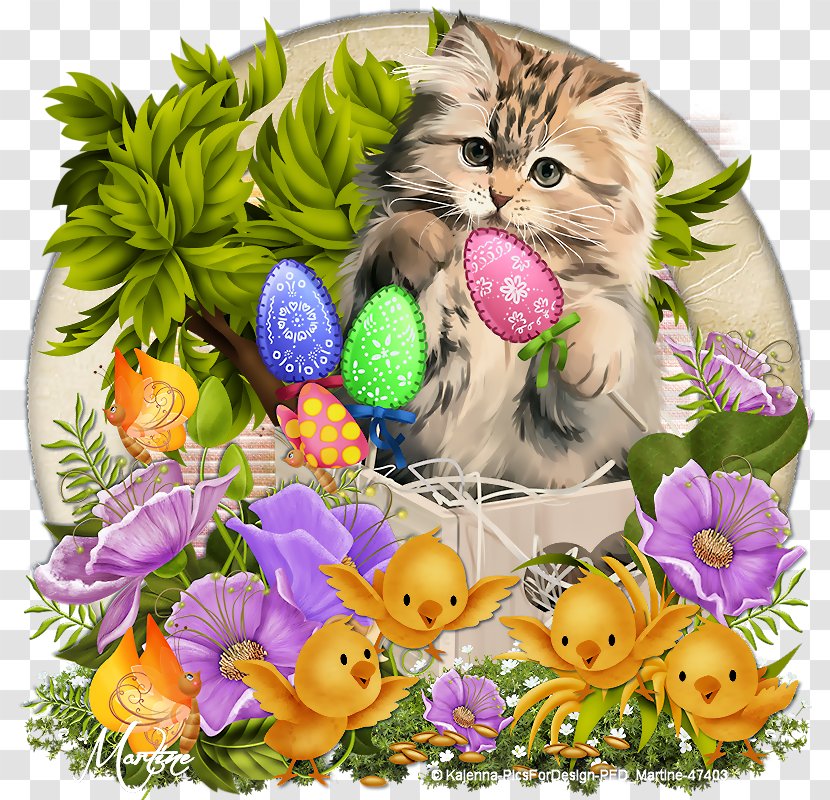 Kitten Whiskers Easter Egg Floral Design Transparent PNG