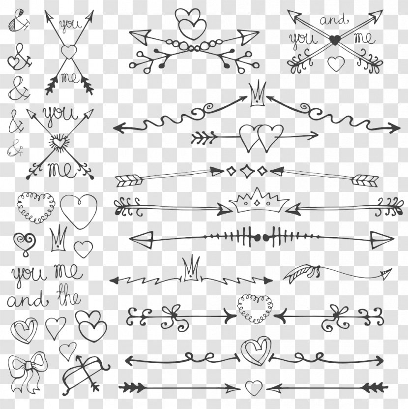 Wedding Invitation Arrow Drawing Valentines Day - White - Vector Transparent PNG