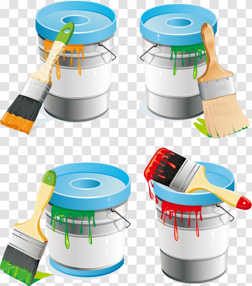 Paint Roller Brush - Palette - Color Bucket Transparent PNG