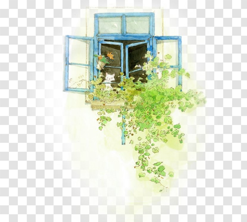 Window Plant Euclidean Vector - Windows And Plants Transparent PNG