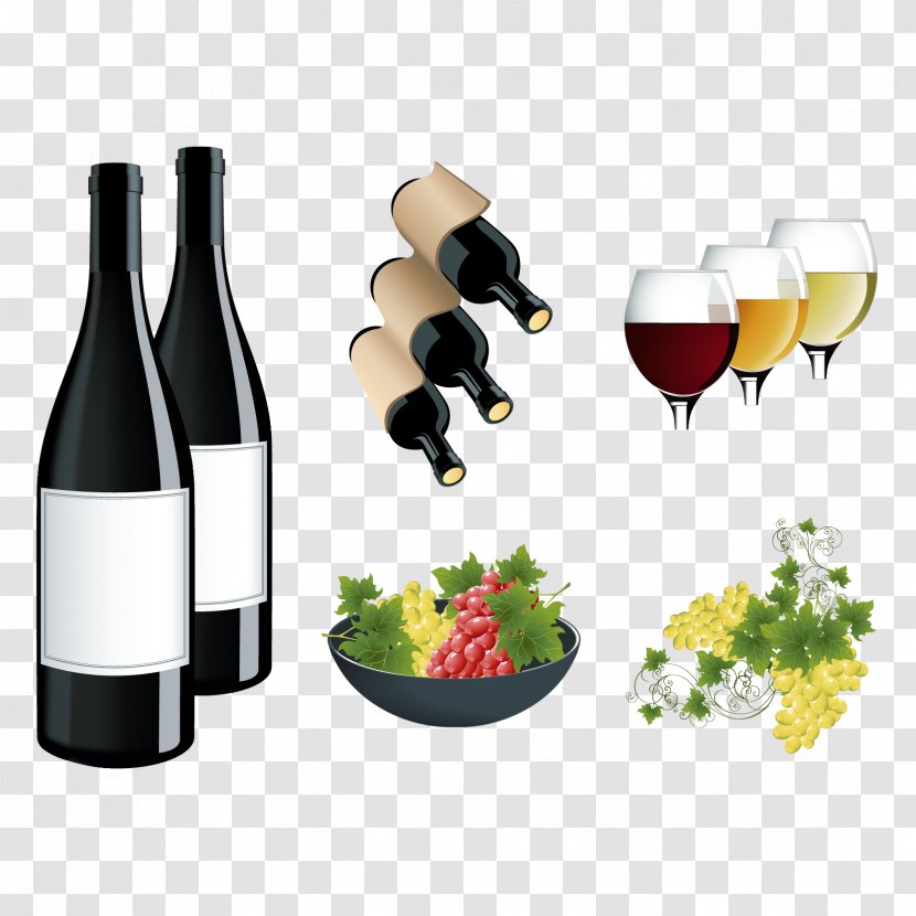 Wine Common Grape Vine Euclidean Vector - Alcoholic Beverage - Red Fruit Platter Transparent PNG