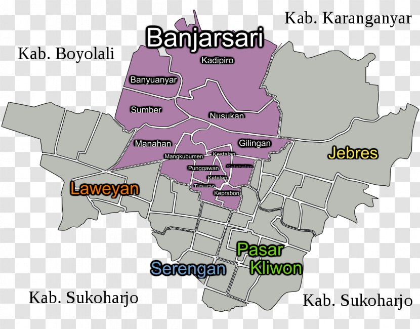 Banjarsari Tegalharjo Jebres Indonesian Language Administrative Village - Map - Area Transparent PNG