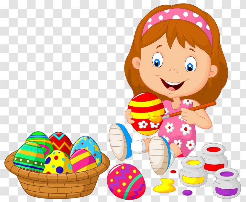 Easter Egg Decorating Illustration - Flower - Girls Eggs Transparent PNG