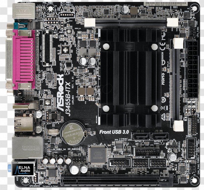 Intel Mini-ITX ASRock J3455B-ITX Motherboard Celeron - Ddr3 Sdram - Miniitx Transparent PNG