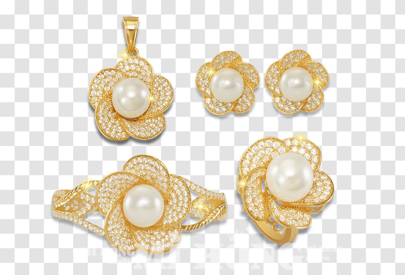 Earring Pearl Body Jewellery Gold - Gemstone Transparent PNG