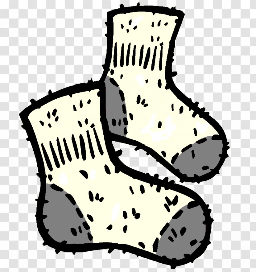 Club Penguin Shoe Sock Slipper Clip Art - Artwork - Black And White Transparent PNG