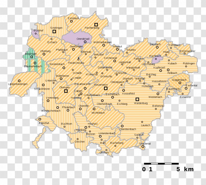 Landkreis Öhringen Oberamt Map - Districts Of Germany Transparent PNG