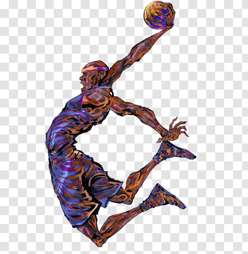Basketball Player Slam Dunk - Art - Hand-painted Transparent PNG
