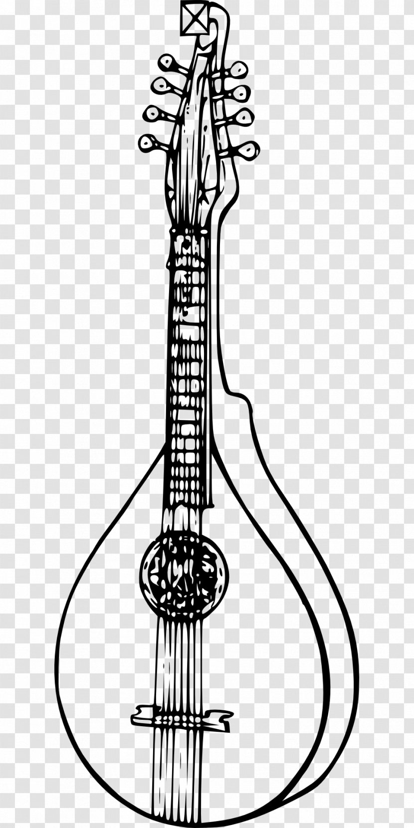 Plucked String Instrument Black And White Mandolin Musical Instruments - Cartoon Transparent PNG