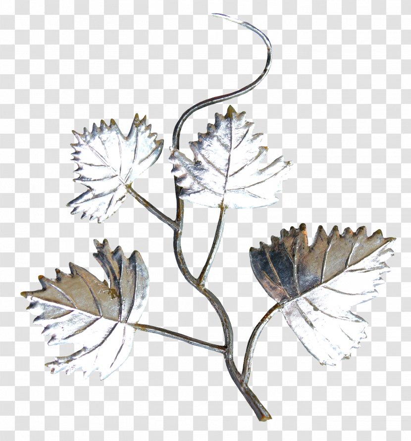 Twig Leaf - Autumn Leaves - Silver Decoration Transparent PNG