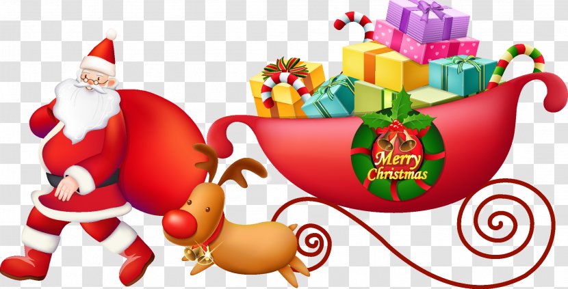 Rudolph Santa Claus Reindeer Sled Christmas - Food - Sleigh Transparent PNG